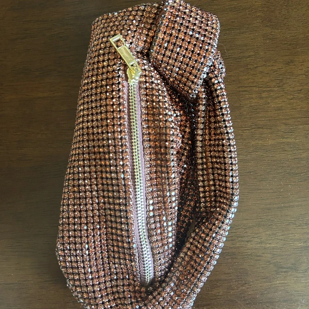 NWOT Bronze Anthropologie Rhinestone Mini Bag - Picture 3 of 5